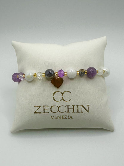 Bracciale Pastello con perle in vetro di Murano, colore lilla