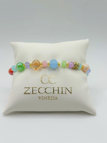 Bracciale Pastello con perle in vetro di Murano, multicolore