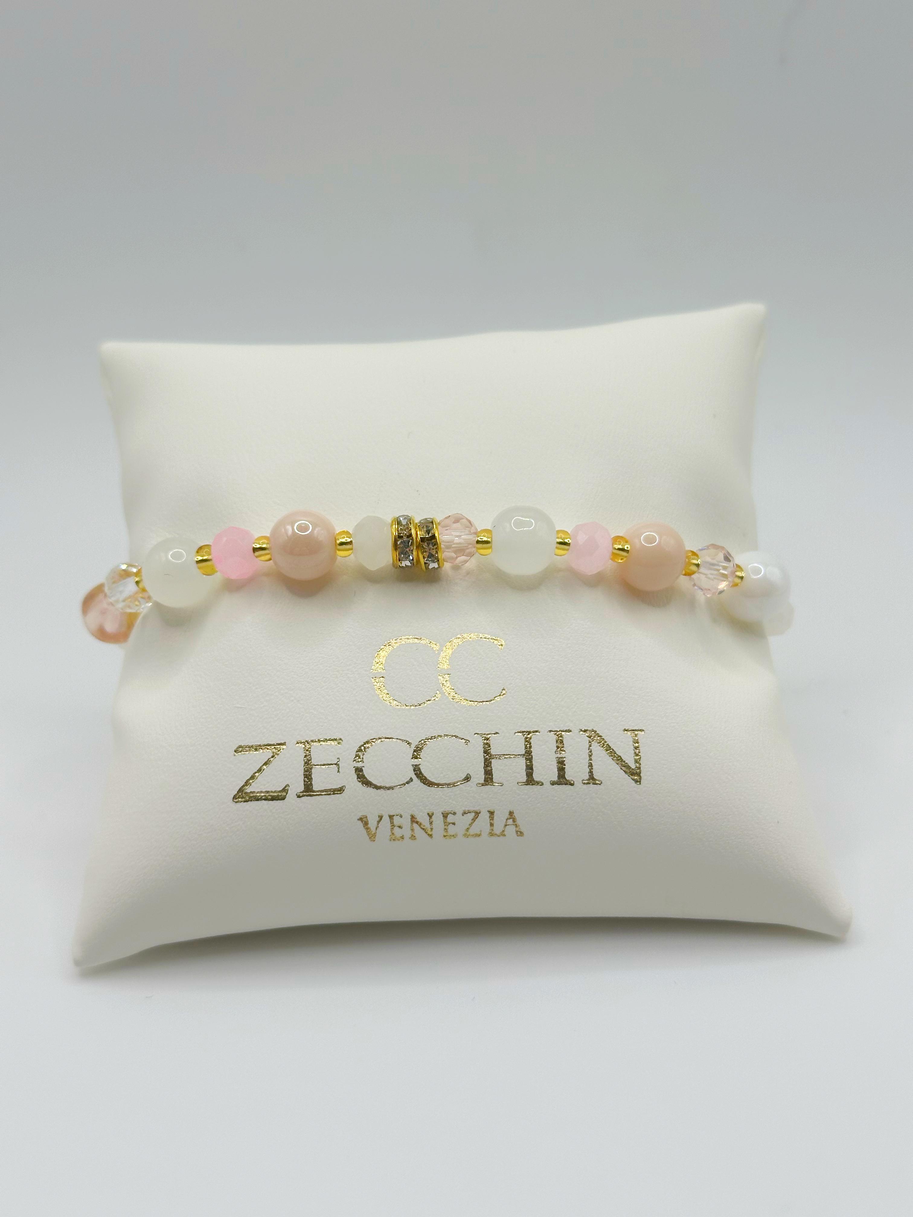 Bracciale Pastello con perle in vetro di Murano, colore rosa