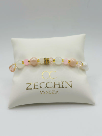 Bracciale Pastello con perle in vetro di Murano, colore rosa