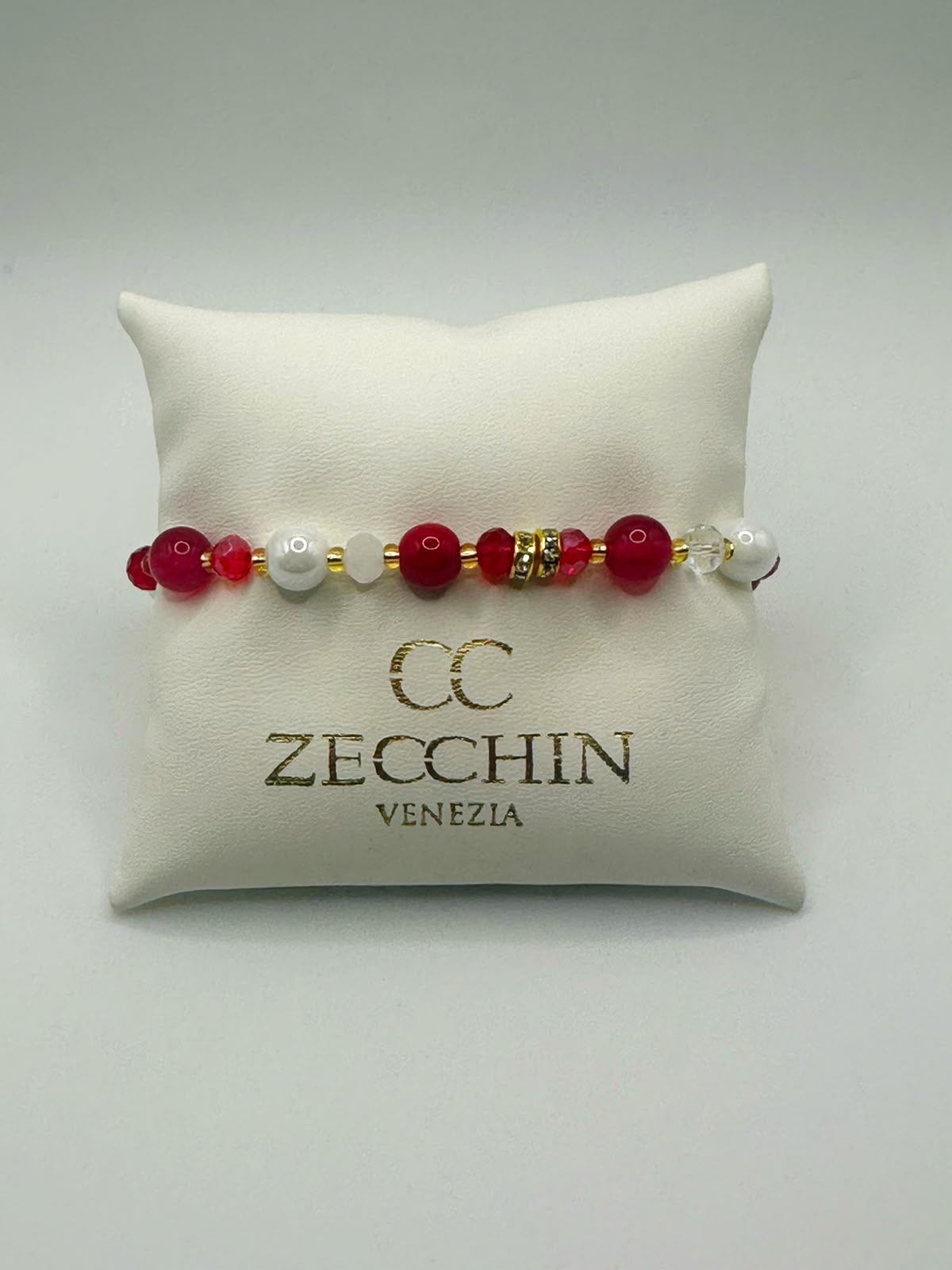 Bracciale Pastello con perle in vetro di Murano, colore rosso