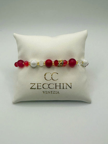 Bracciale Pastello con perle in vetro di Murano, colore rosso