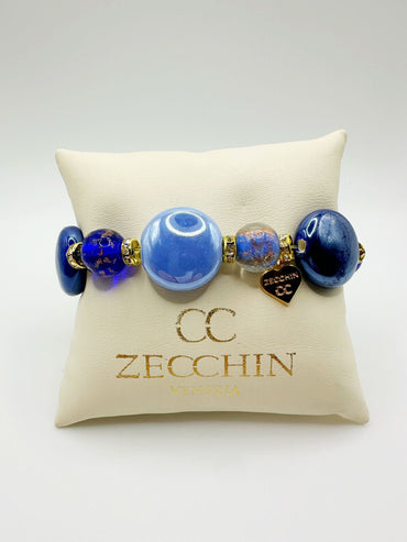 Bracciale Royal elastico in vetro di Murano e ceramica