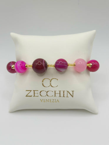 Bracciale Scrigno fucsia con perle in vetro di Murano