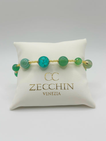 Bracciale Scrigno verde con perle in vetro di Murano