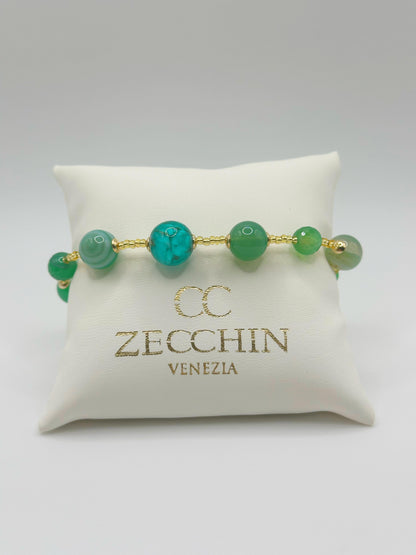Bracciale Scrigno verde con perle in vetro di Murano