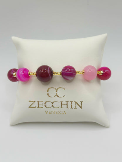 SCRIGNO FUCSIA BRACCIALE perle in vetro di Murano