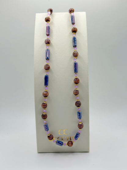 Collana Atene in vetro di Murano e avventurina, colore lilla