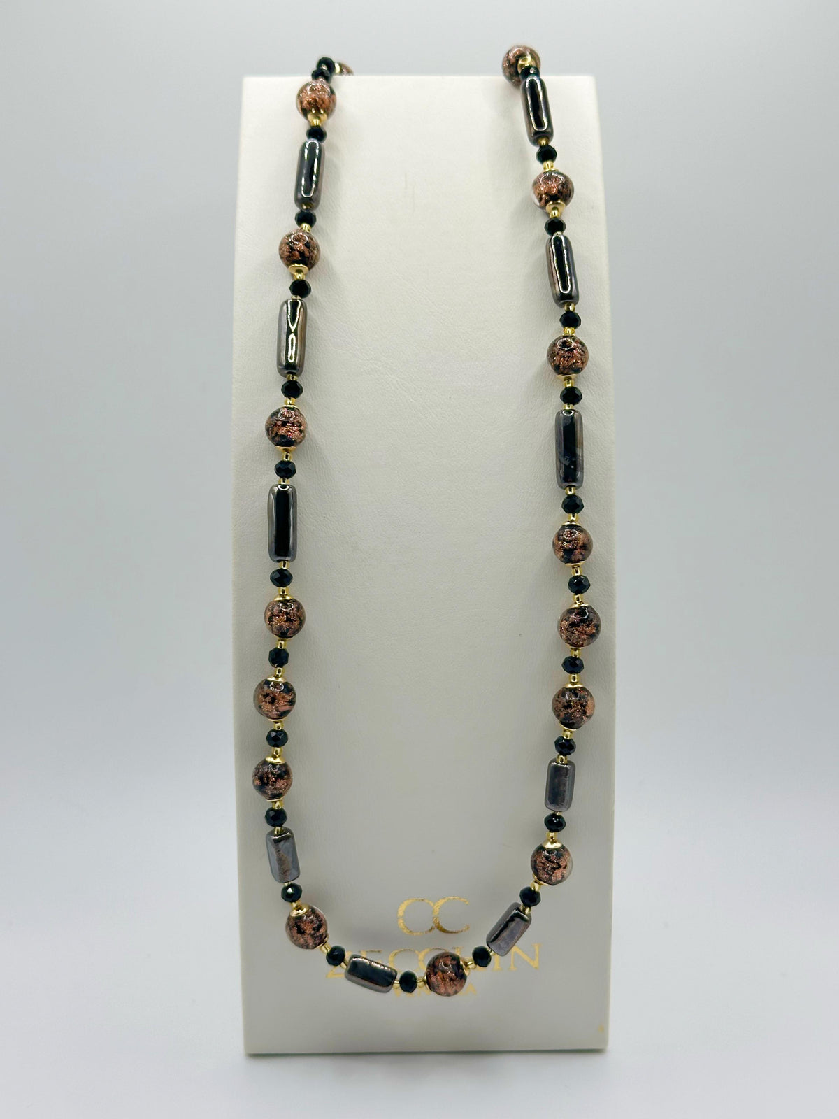 Collana Atene in vetro di Murano e avventurina, colore nero