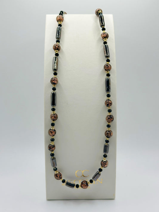 Collana Atene in vetro di Murano e avventurina, colore nero