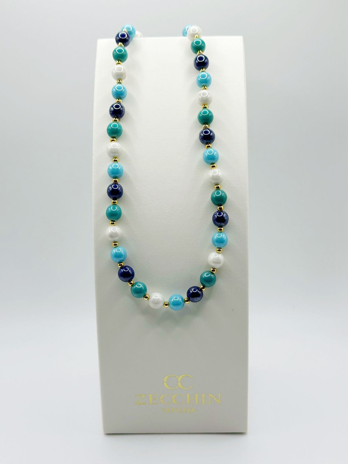 Collana Audrey con perle in vetro di Murano da 8 mm