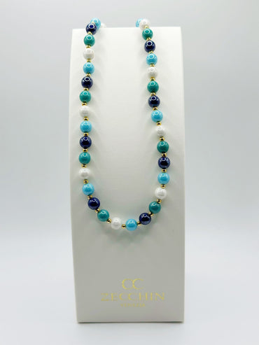 Collana Audrey con perle in vetro di Murano da 8 mm