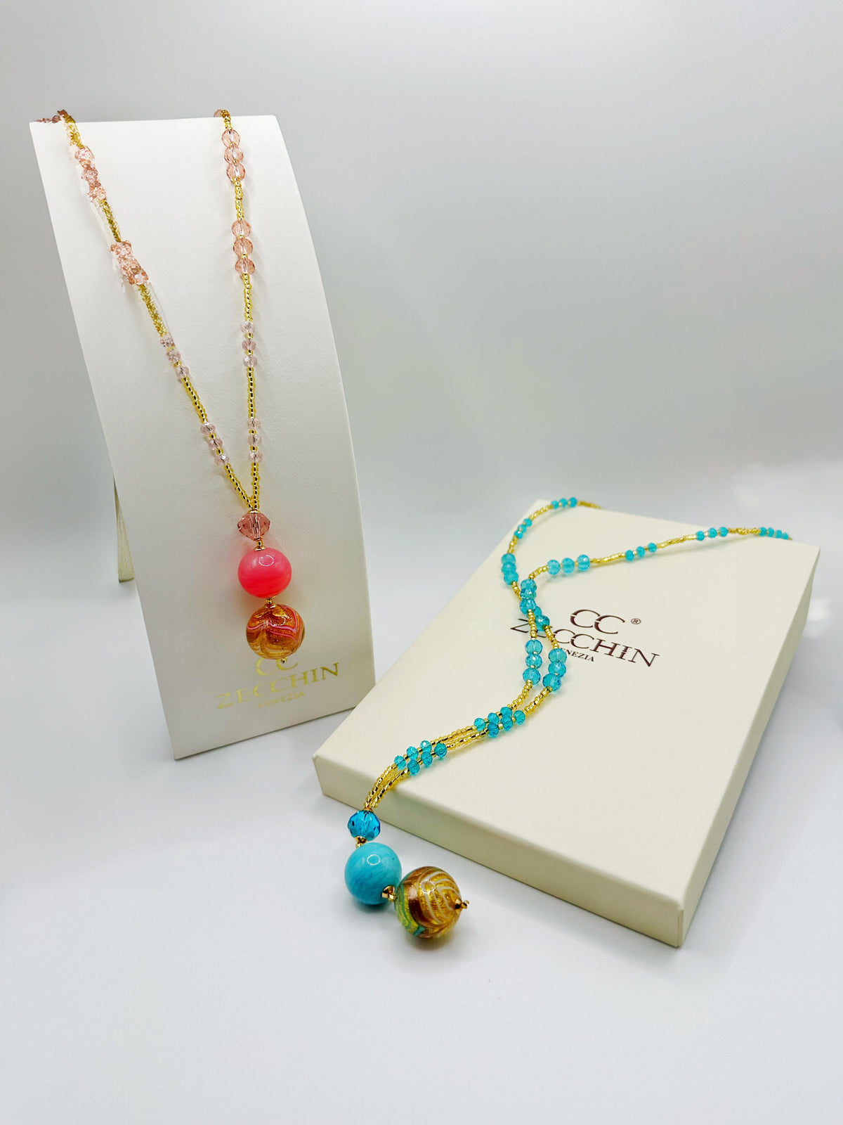 Collana Desiderio in vetro di Murano, oro 750 e avventurina