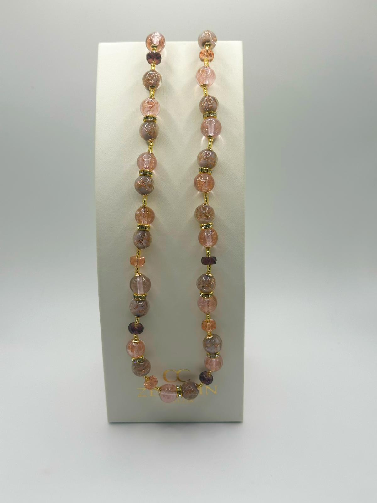 Collana Emily in vetro di Murano con avventurina, multicolore