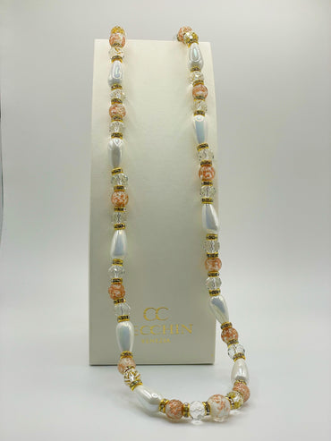 Collana Goccia con perle in vetro di Murano a goccia e rotonde, 47 cm