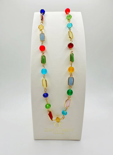 Collana Grace corta con inserti rettangolari in vetro di Murano, 48 cm