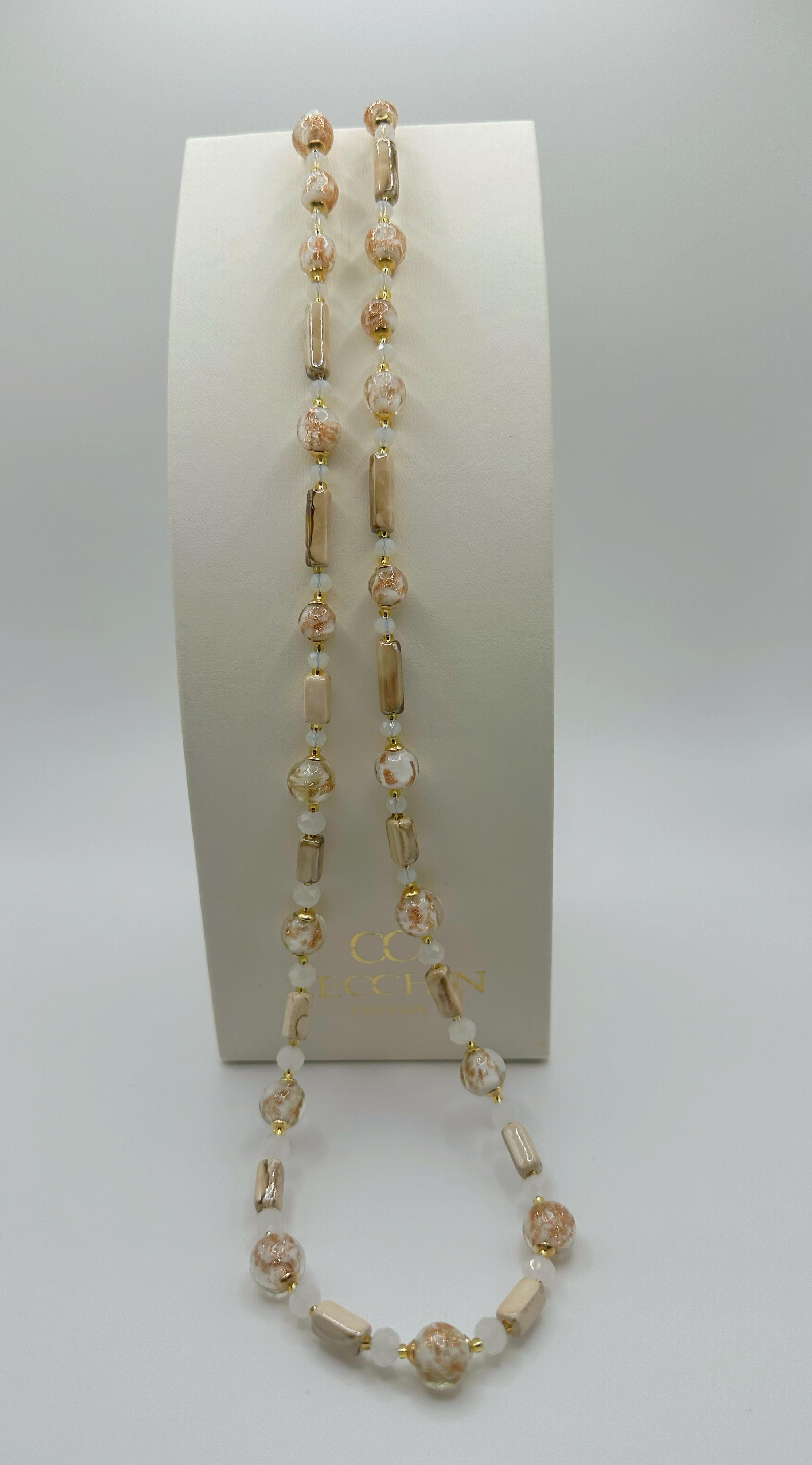 Collana lunga Atene in vetro di Murano e avventurina, dettaglio