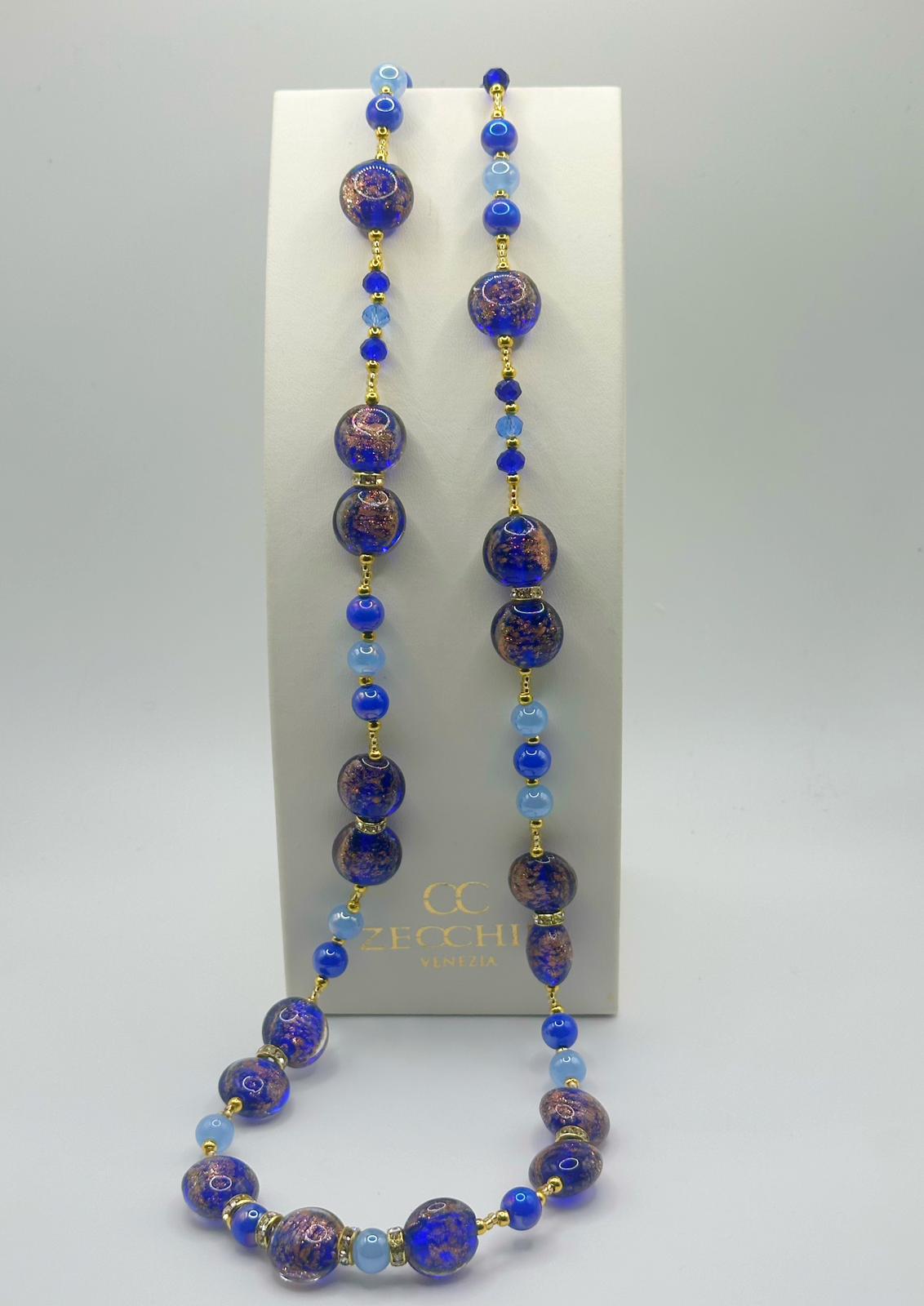 Collana lunga Marilyn con perle piatte in vetro di Murano, 75 cm