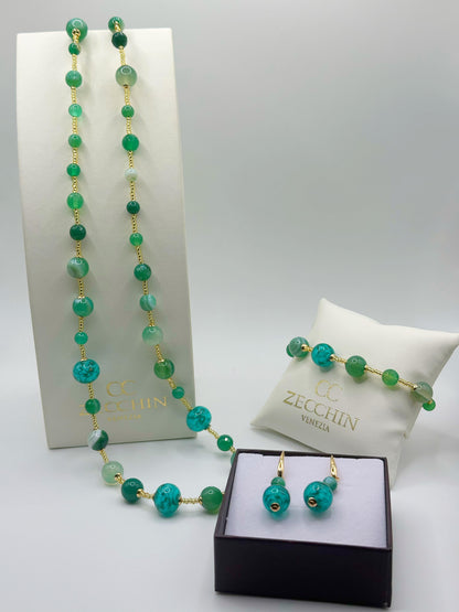 Collana lunga Scrigno verde con perle in vetro di Murano, dettaglio