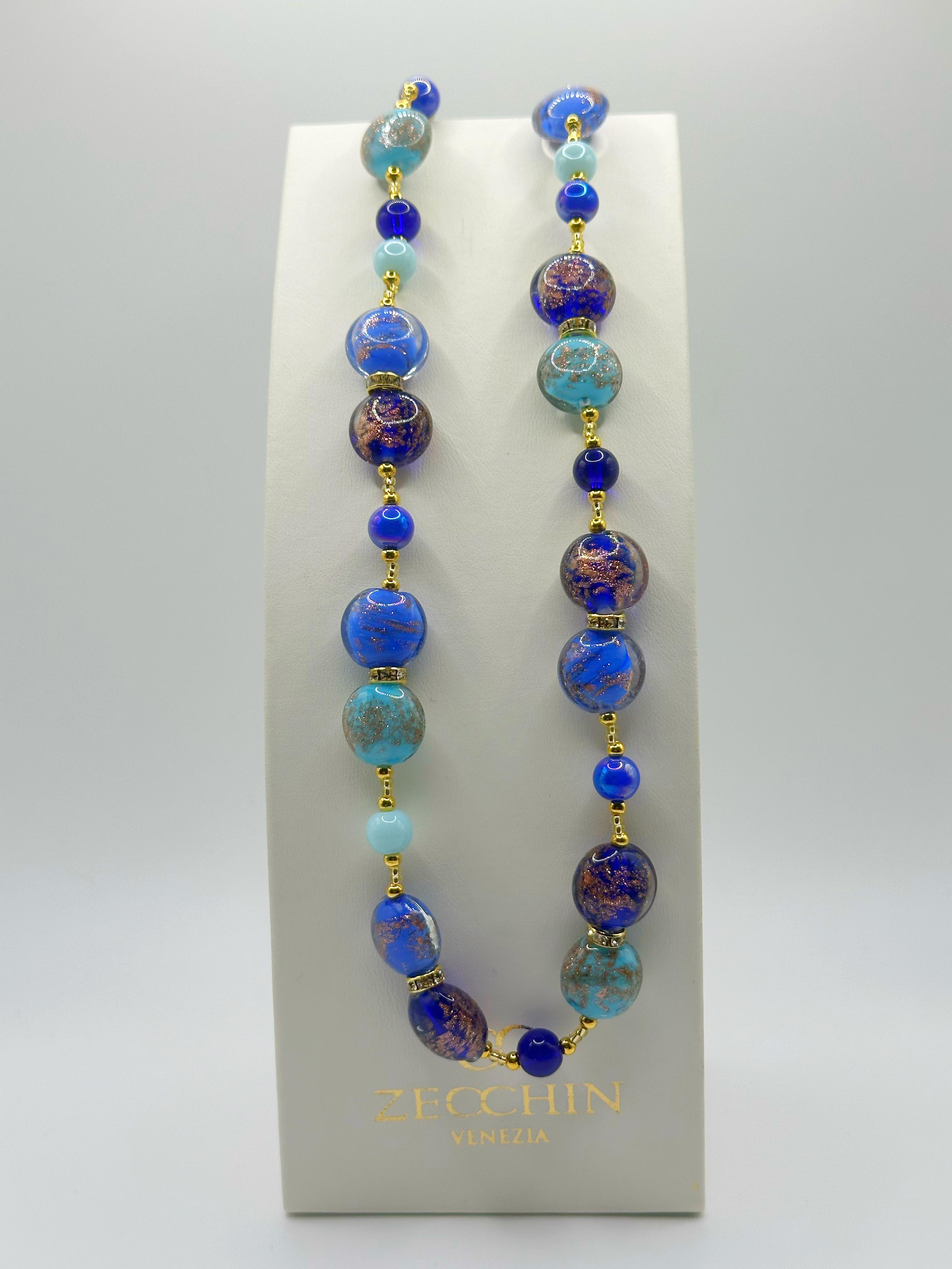 Collana Marilyn in vetro di Murano, colore blu