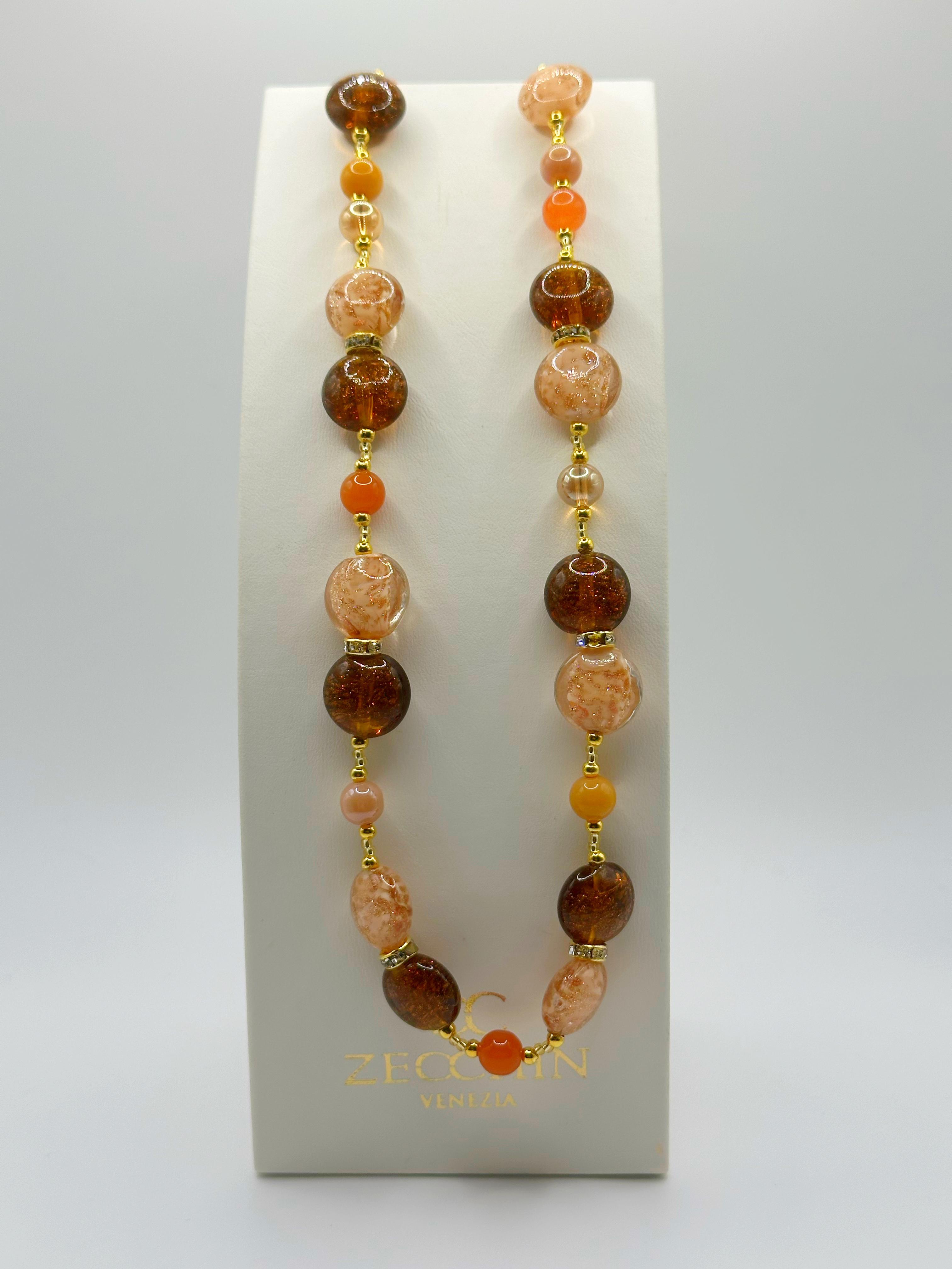 Collana Marilyn in vetro di Murano, colore caramello