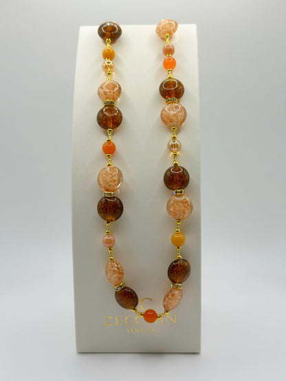 Collana Marilyn in vetro di Murano, colore caramello