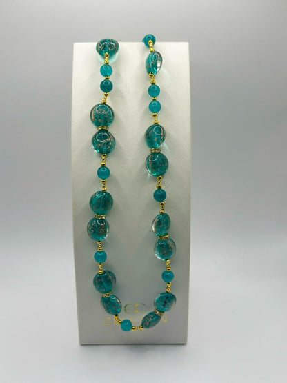 Collana Marilyn in vetro di Murano, colore verde, altra vista