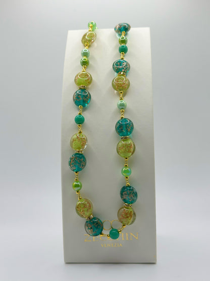 Collana Marilyn in vetro di Murano, colore verde