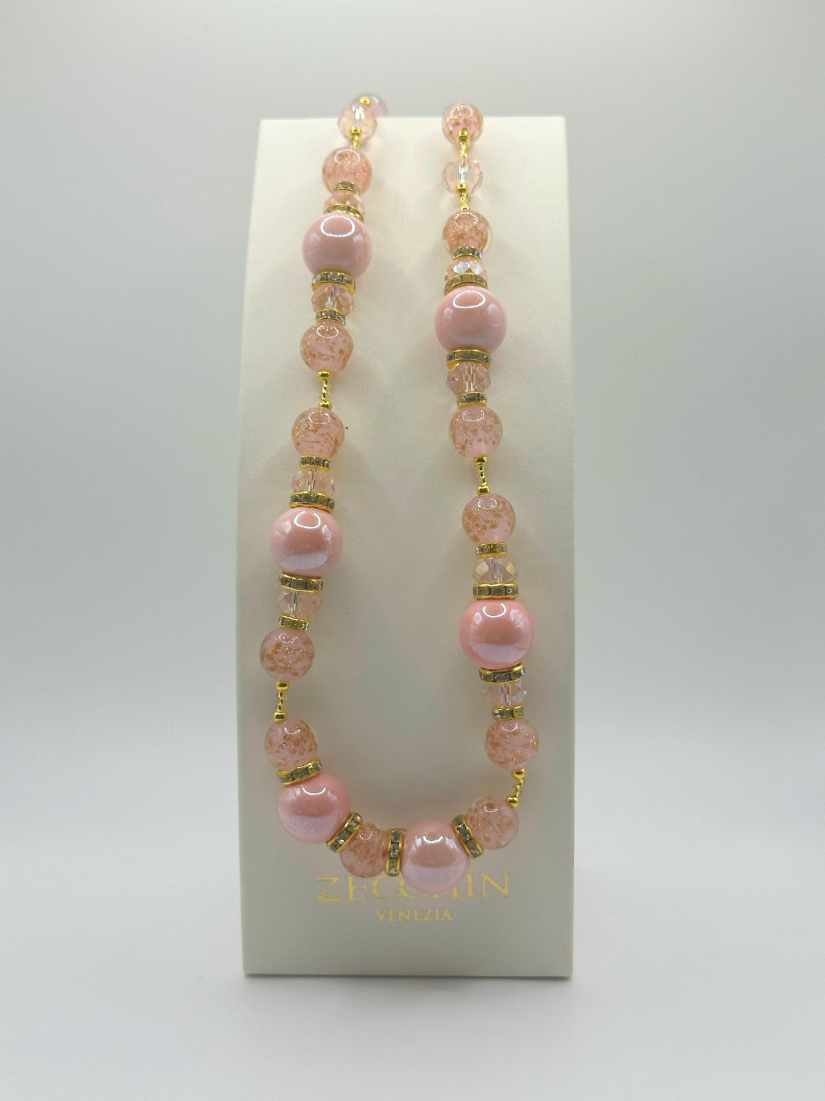 Collana Melissa con perle in vetro di Murano, colore rosa