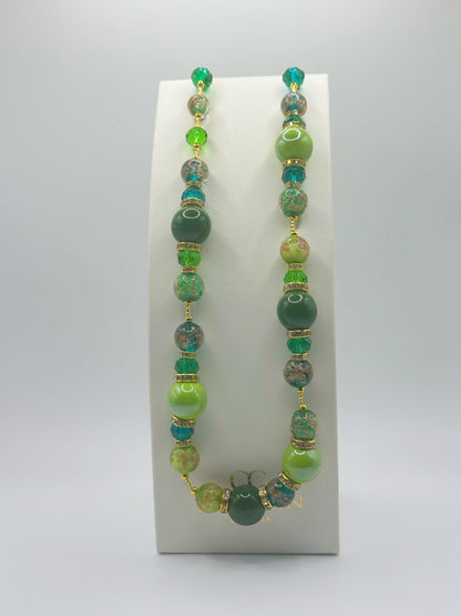 Collana Melissa con perle in vetro di Murano, colore verde