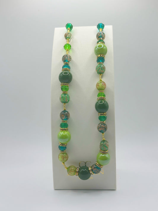 Collana Melissa con perle in vetro di Murano, colore verde