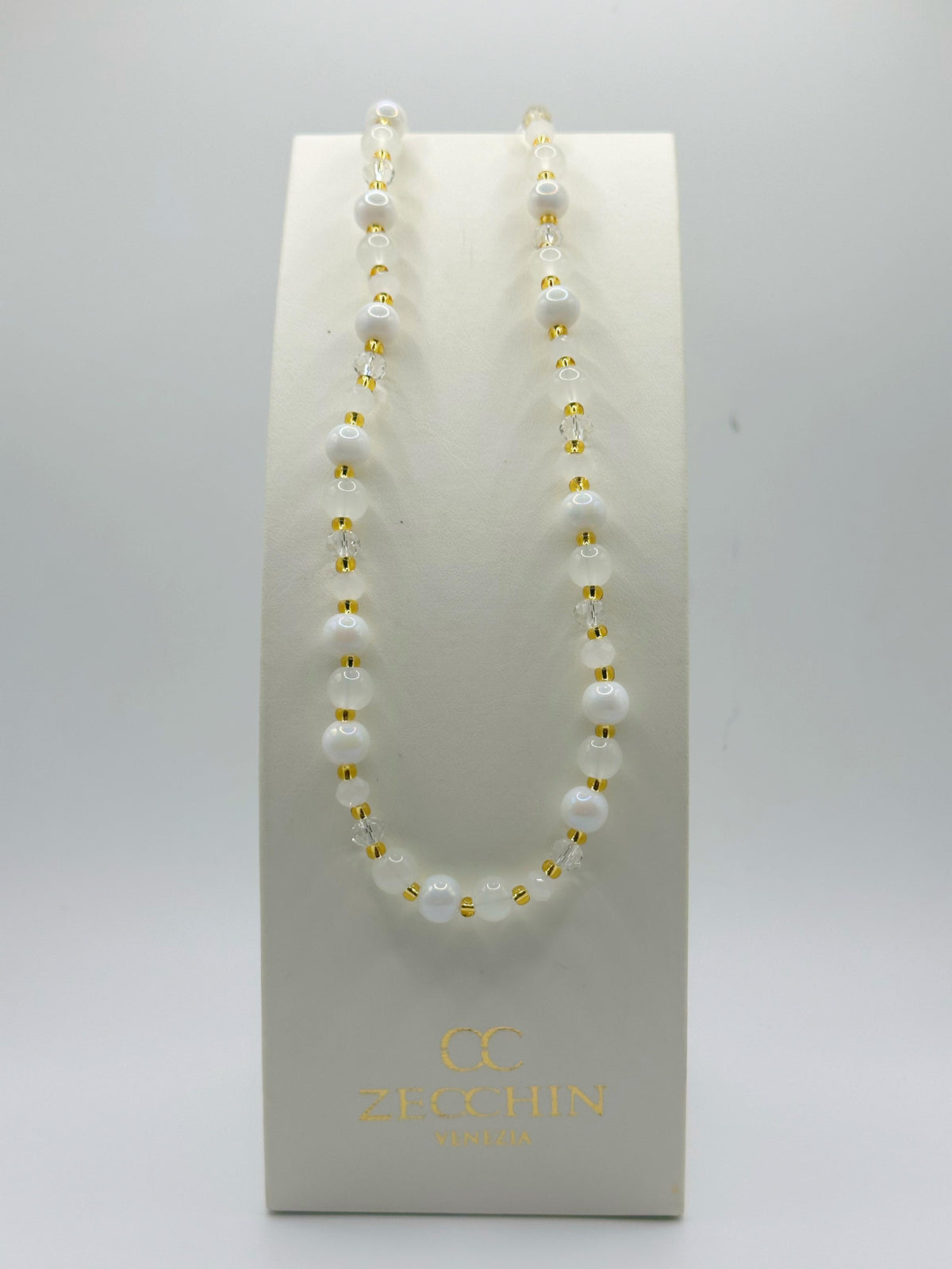 Collana Pastello con perle in vetro di Murano, colore bianco