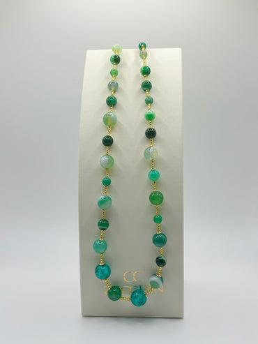 Collana Scrigno verde con perle in vetro di Murano