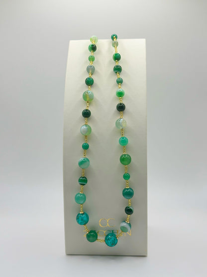 Collana Scrigno verde con perle in vetro di Murano