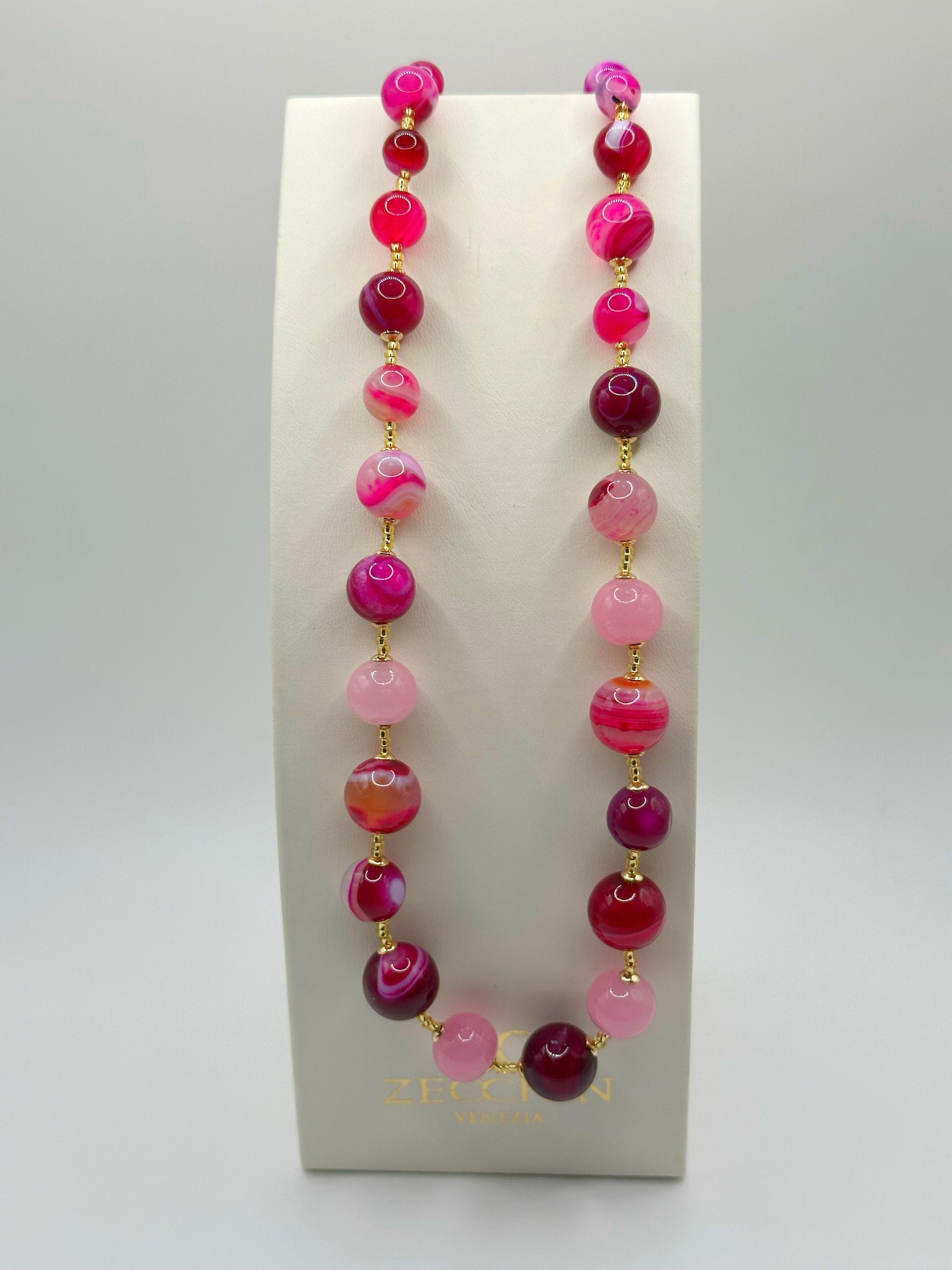 SCRIGNO FUCSIA COLLANA perle in vetro di Murano