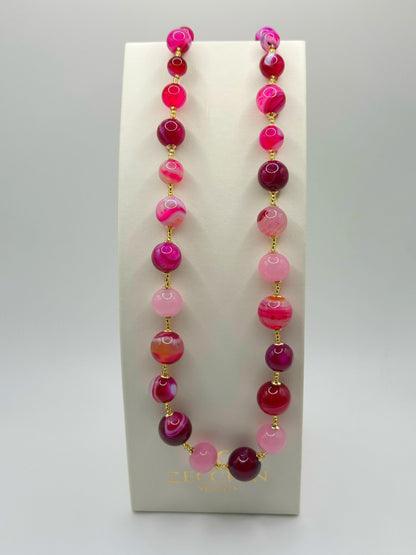 SCRIGNO FUCSIA COLLANA perle in vetro di Murano