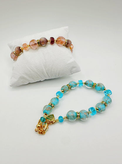 EMILY BRACCIALE con Perle in vetro di Murano con avventurina