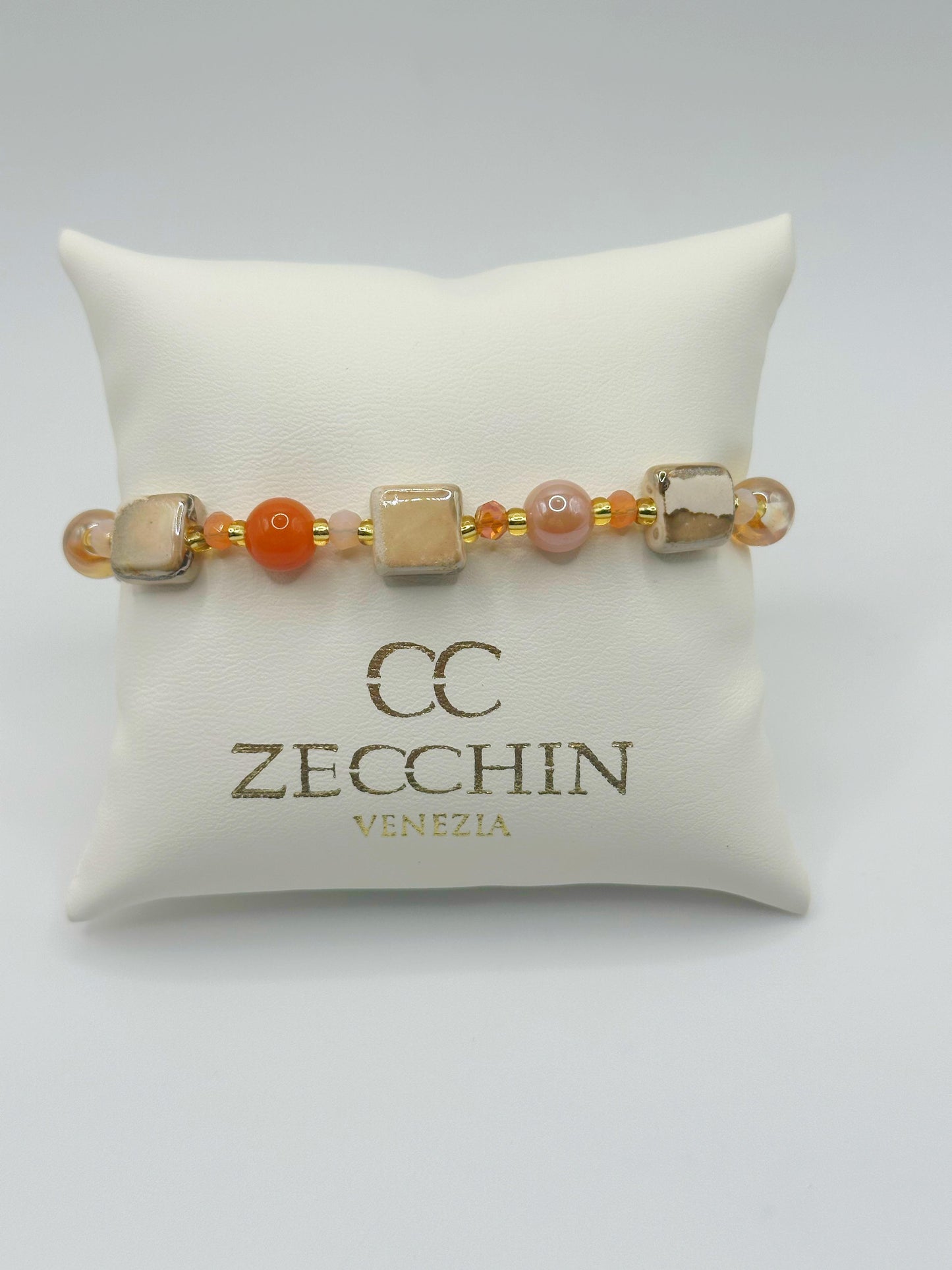 MIKONOS BRACCIALE perle cubiche in vetro di Murano