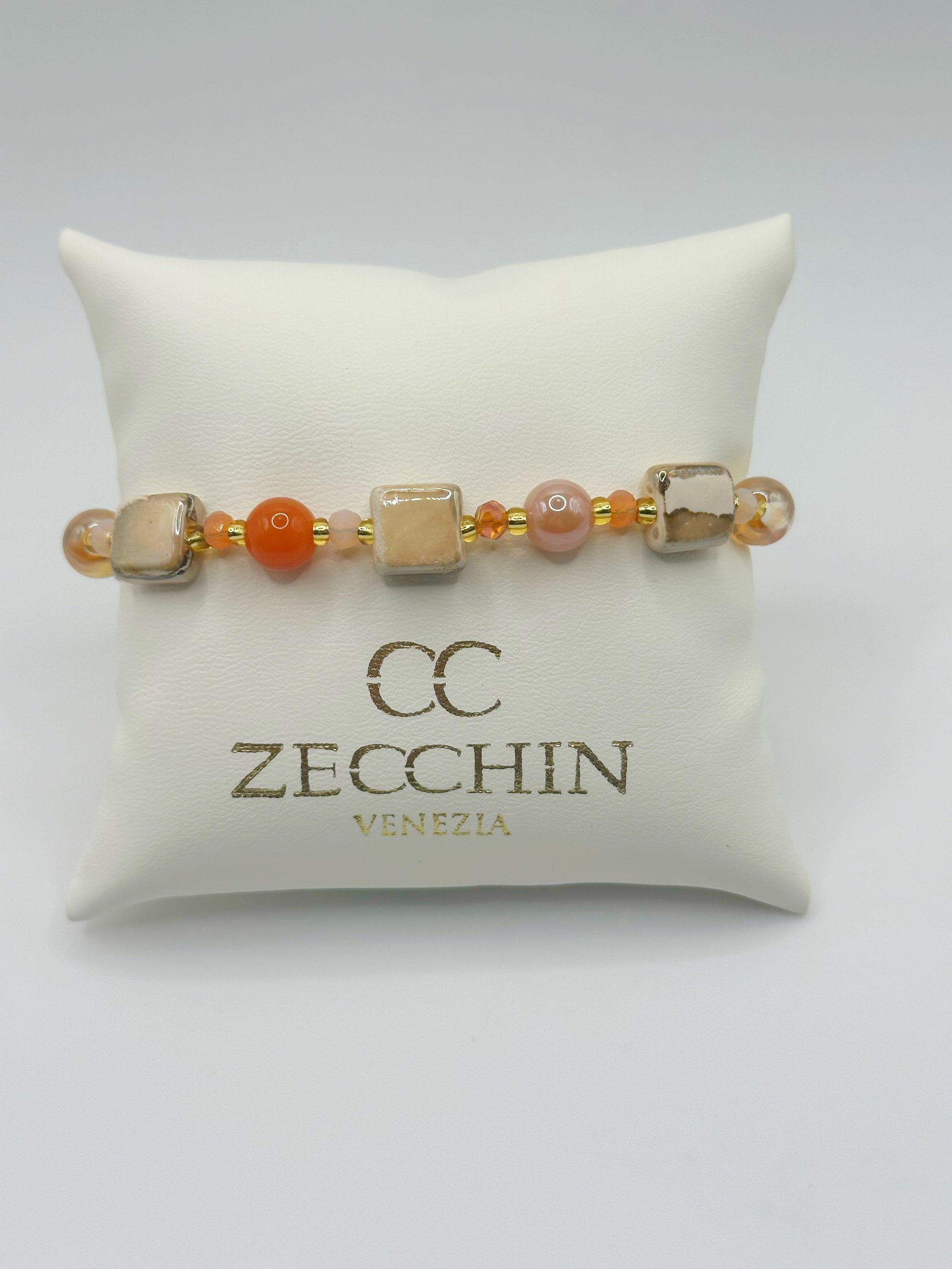 MIKONOS BRACCIALE perle cubiche in vetro di Murano