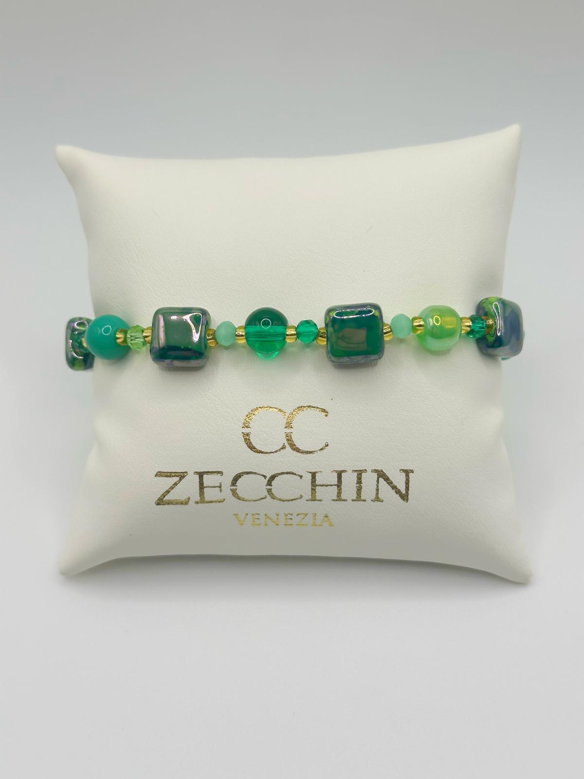 MIKONOS BRACCIALE perle cubiche in vetro di Murano