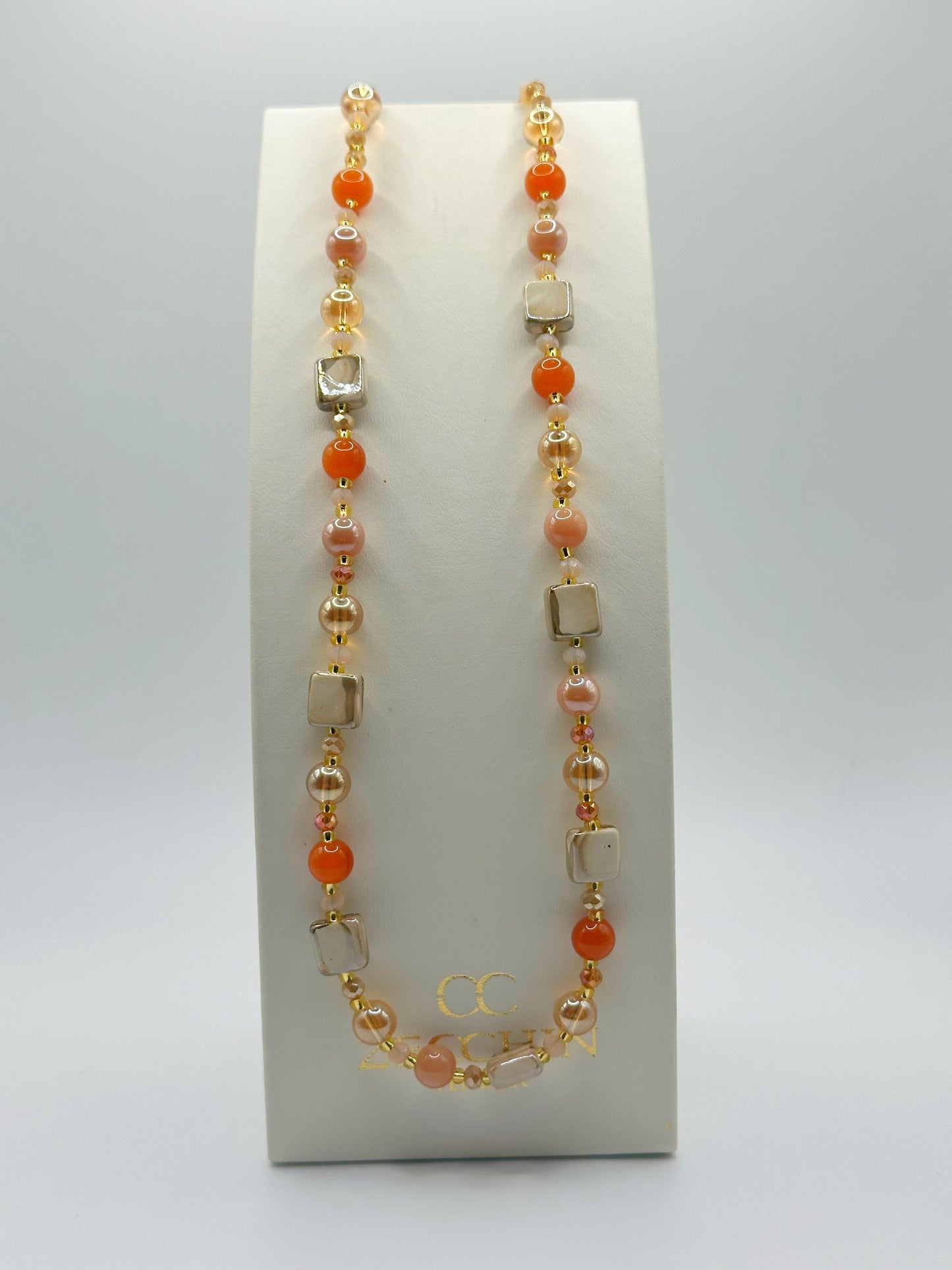 MIKONOS COLLANA perle cubiche in vetro di Murano