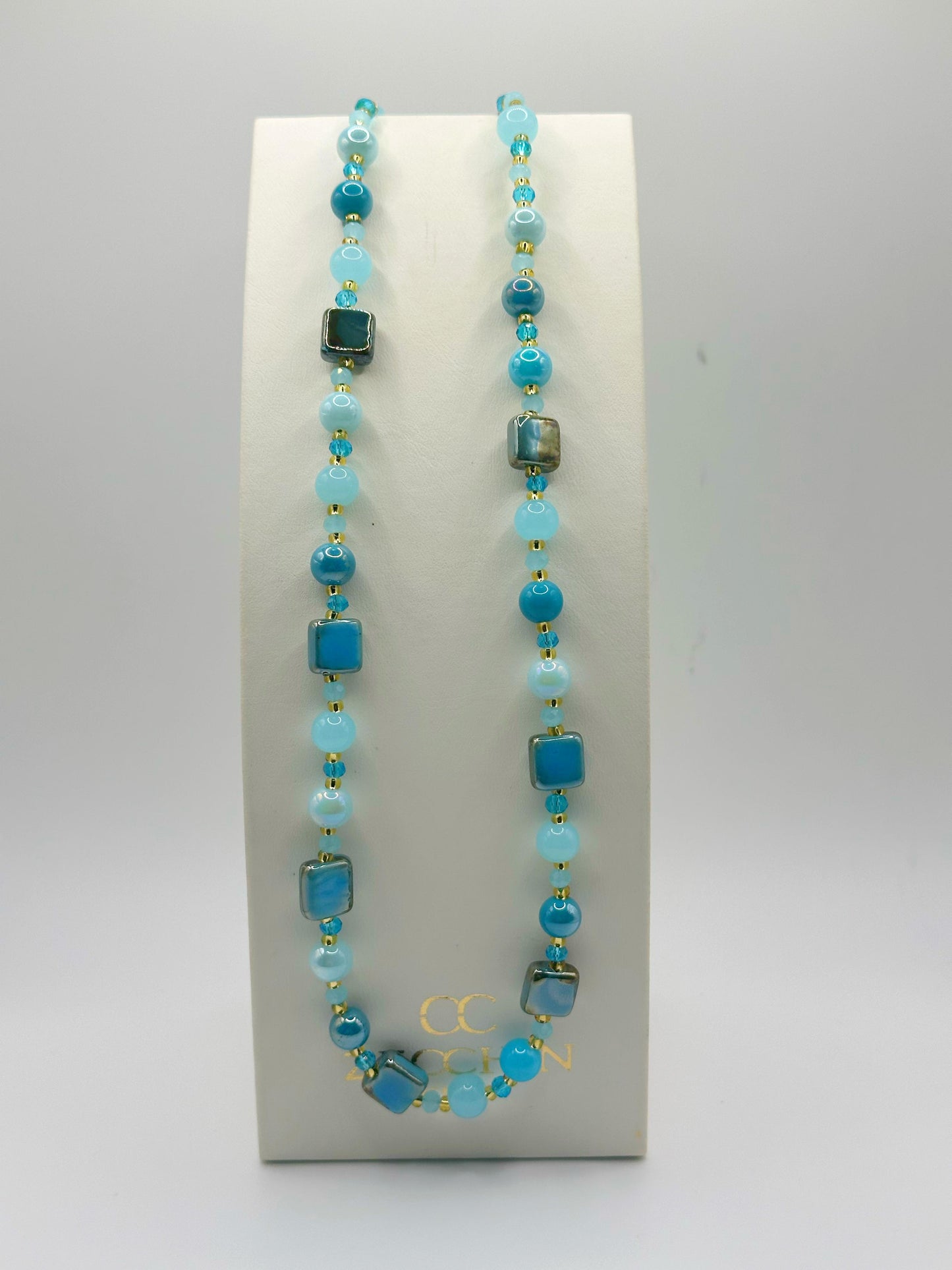 MIKONOS COLLANA perle cubiche in vetro di Murano