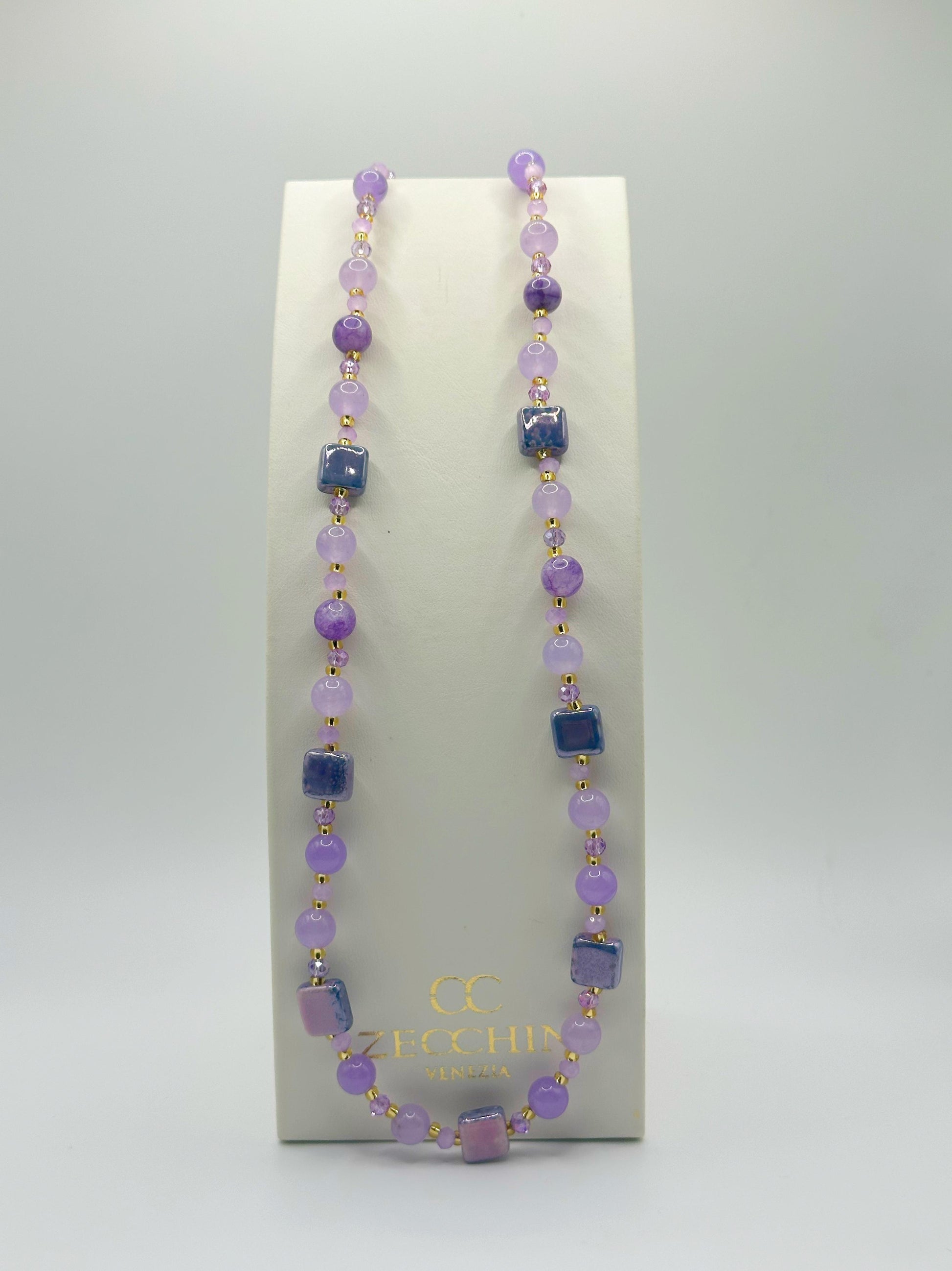 MIKONOS COLLANA perle cubiche in vetro di Murano