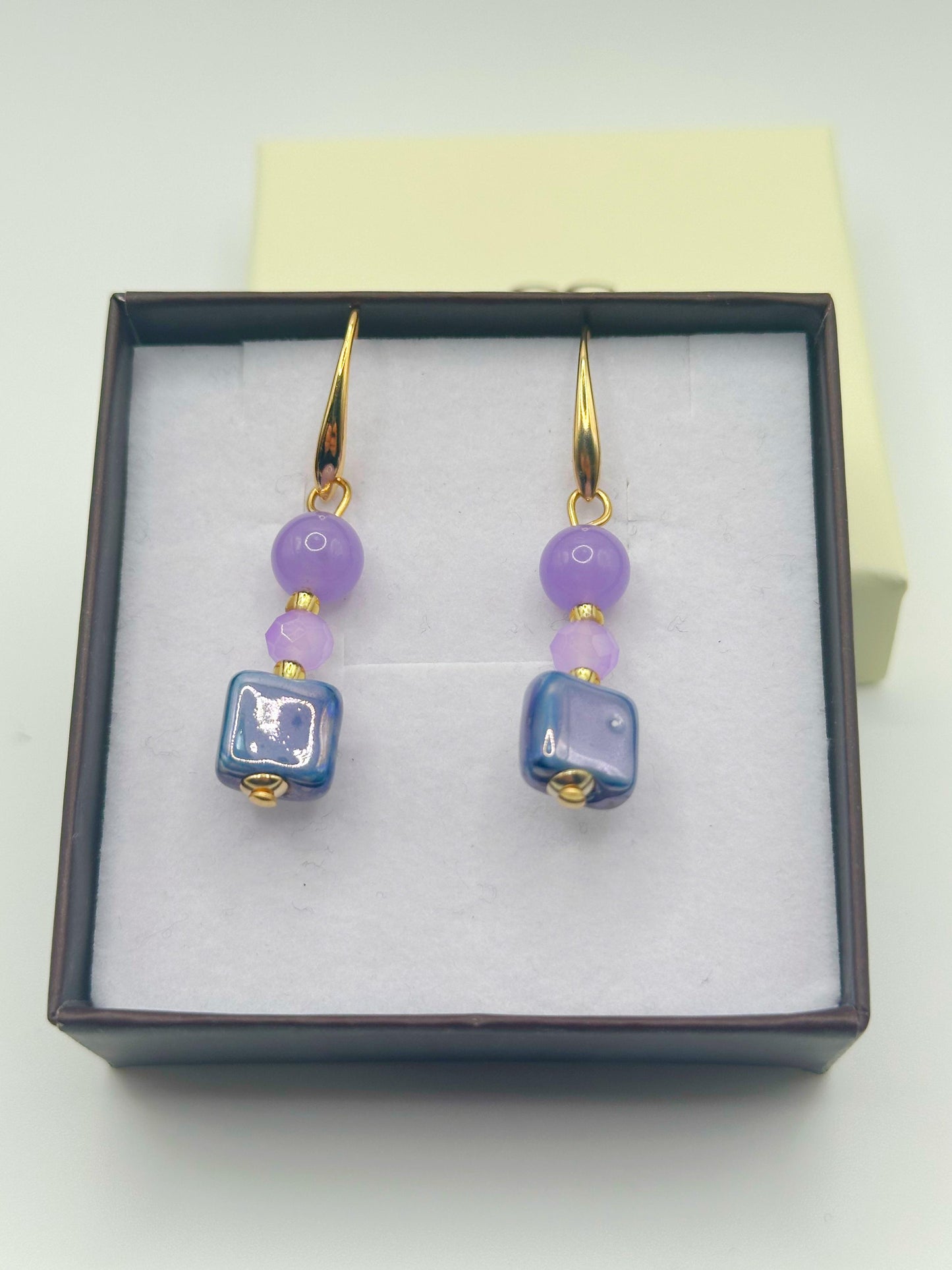 MIKONOS ORECCHINI perle in vetro di murano a CUBI 4 varianti colore