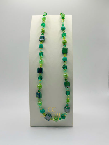 MIKONOS COLLANA perle cubiche in vetro di Murano