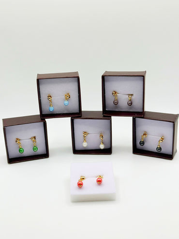 Orecchini Audrey slim con perle in vetro di Murano da 6 mm