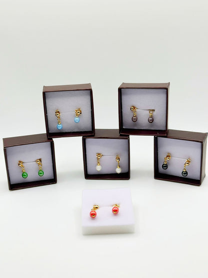 Orecchini Audrey slim con perle in vetro di Murano da 6 mm