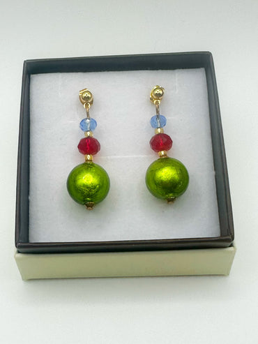 Orecchini Matilde con perle in vetro di Murano, multicolore