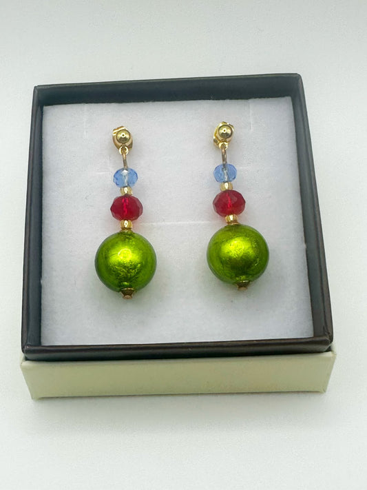 Orecchini Matilde con perle in vetro di Murano, multicolore