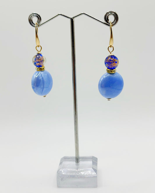 Orecchini Royal a lente in vetro di Murano e ceramica